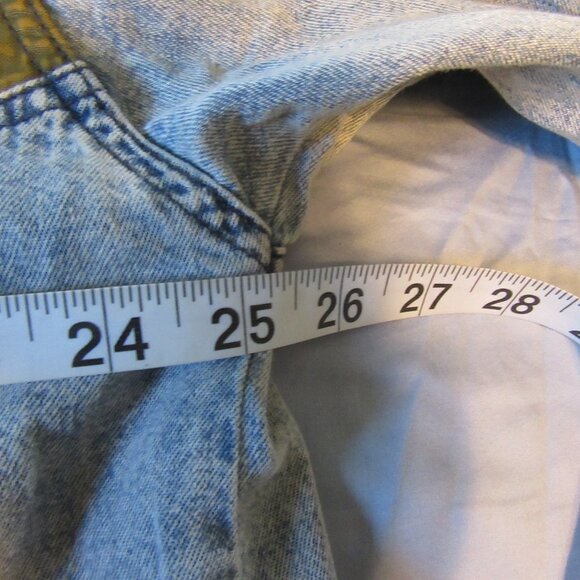 Mens Vtg Major Damage 90s Retro Denim Color Block Button Up Shirt Sz 4 / XXL - Picture 4 of 7